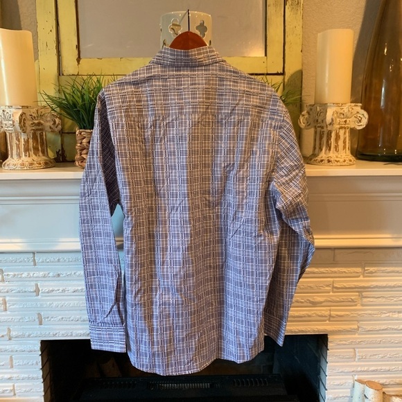 Johnston & Murphy NEW Navy White Textured Men’s Long Sleeve Button Down Size L - Picture 5 of 5